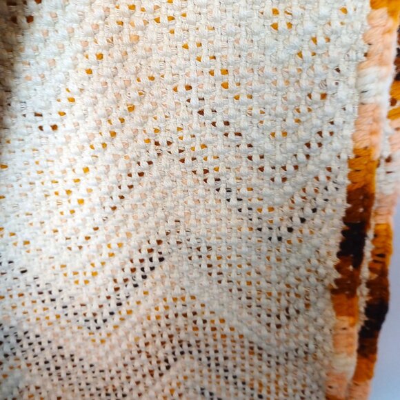 Vintage Chevron Crochet Blanket Throw Handmade By Louise - Orange & Brown Zigzag - Picture 4 of 5